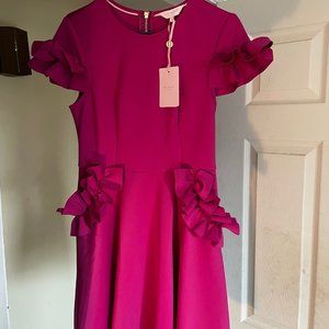 Ted Baker Deep Pink ruffle detail skater dress